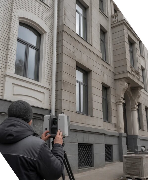 Лазерное сканирование фасадов зданий для обследования в Шуе